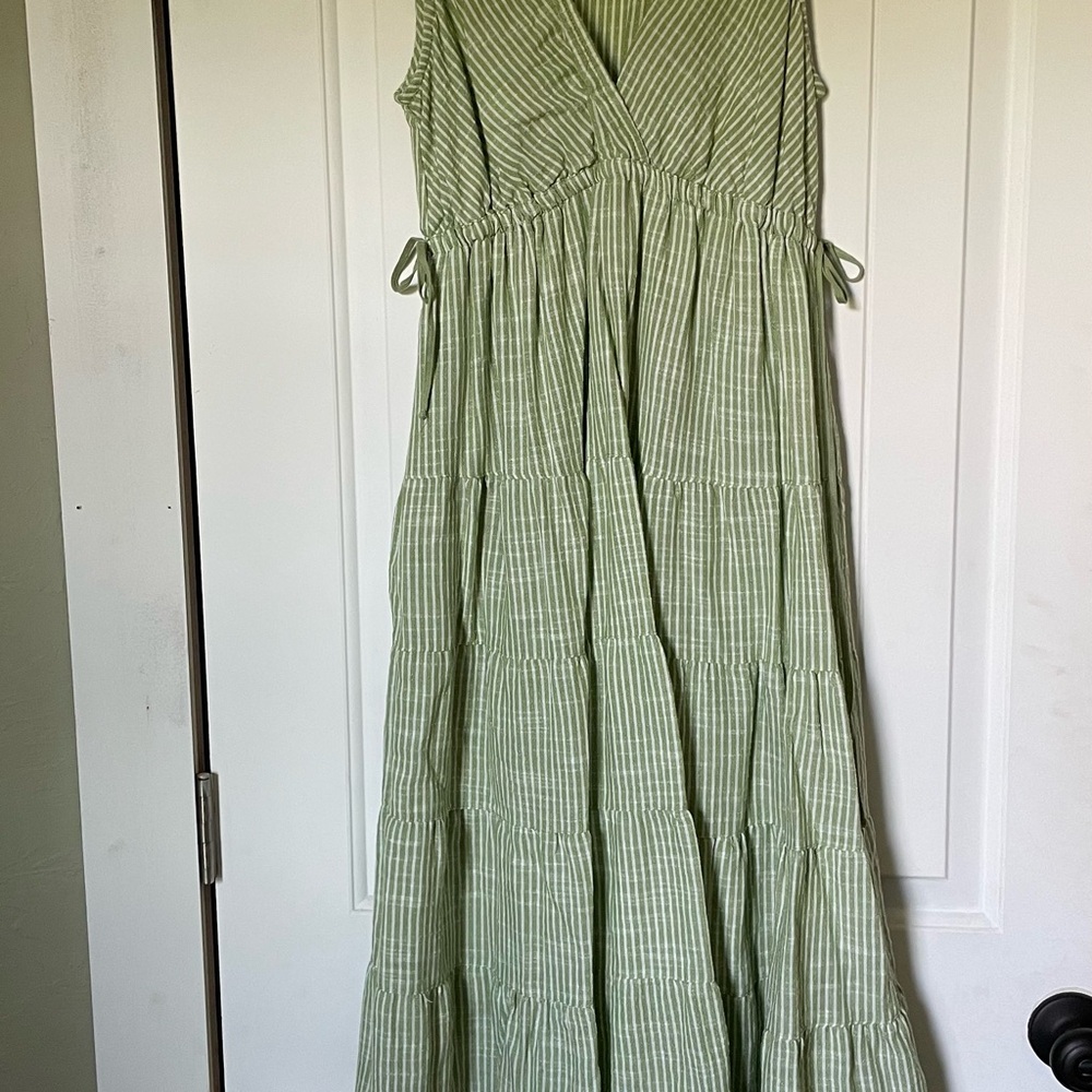 Green Striped Maxi Dress